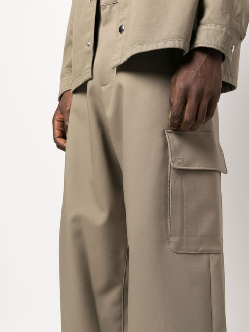 Ow Emb Drill wide-leg cargo trousers